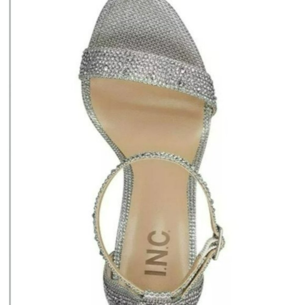 Thalia Sodi Lissy Platform Evening Sandals Silver Bling -9.5 - Picture 4 of 9